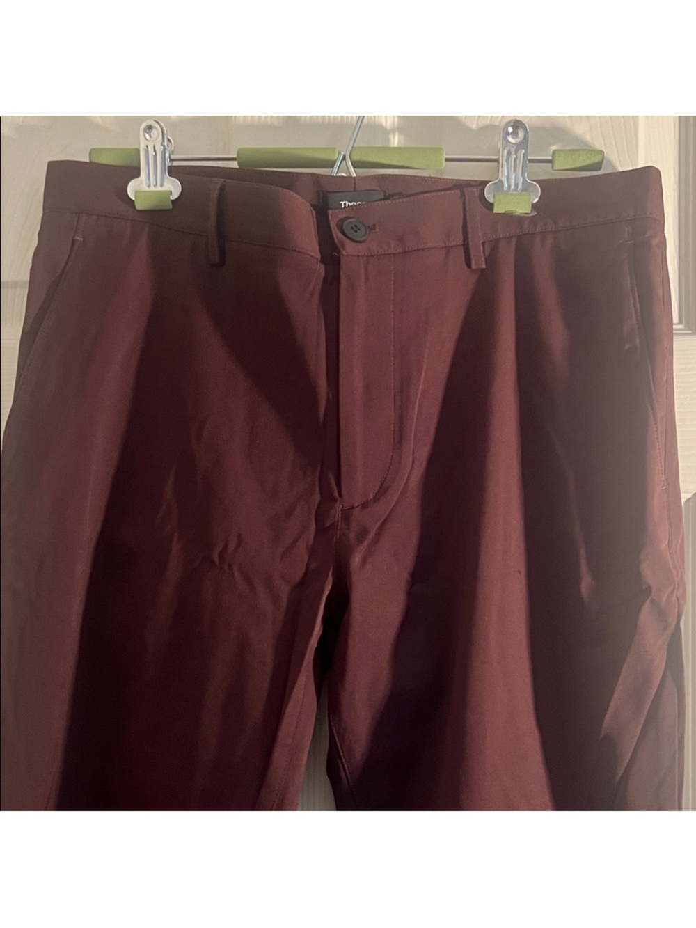 Theory Mens Burgundy Maroon Flat Front Dress Chino Pants Size 36 Made in USA